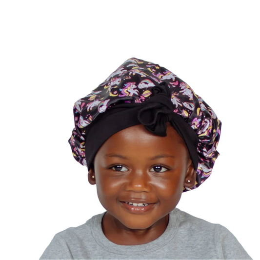 Black Unicorn Satin-Lined Bonnet