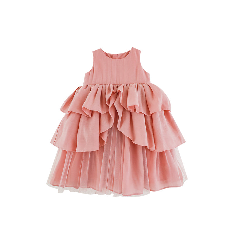 Pink Tiered Ruffle Party Dress