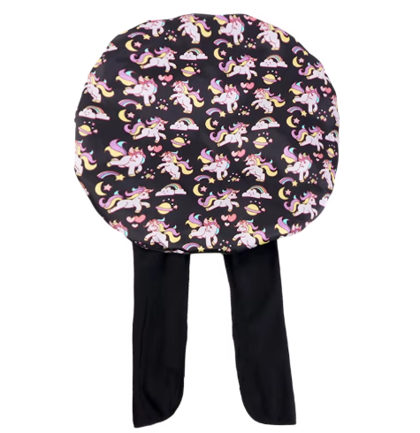Black Unicorn Satin-Lined Bonnet