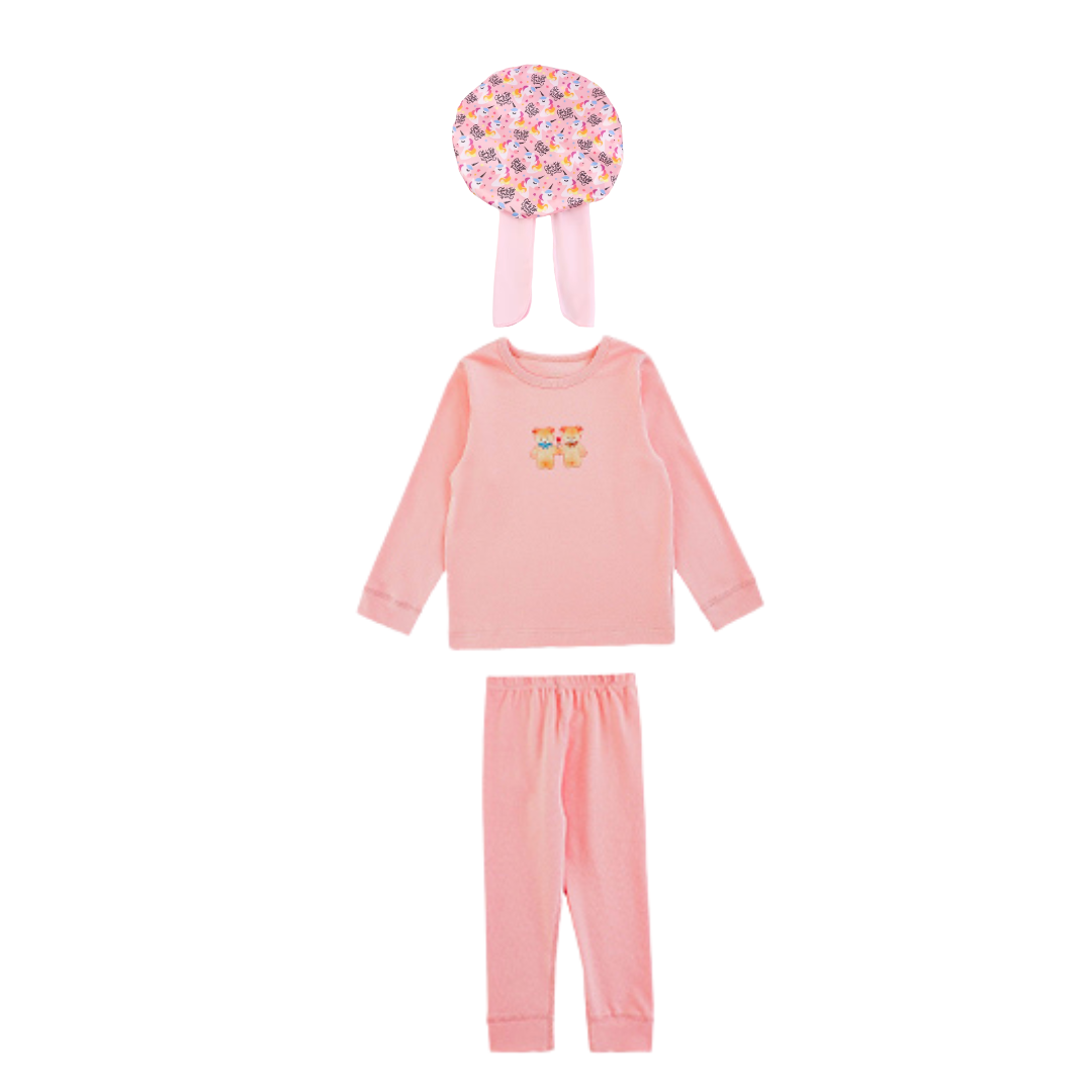 Pink Pajama Set with a Unicorn Sleep Cap