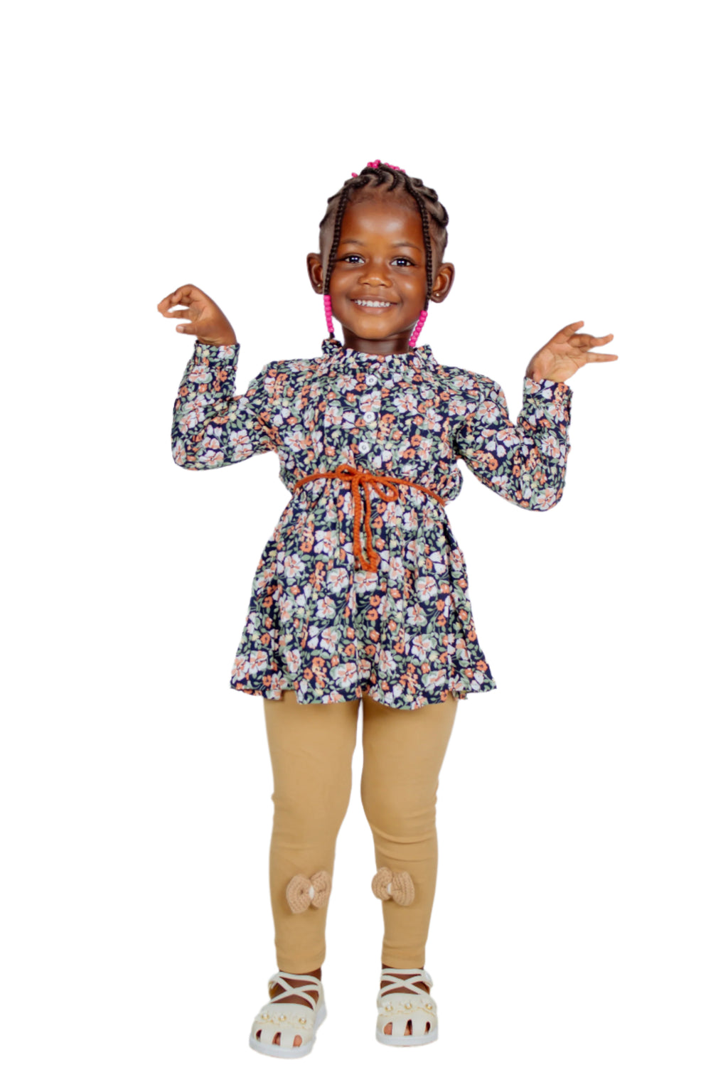 Girls' Long-sleeve Floral Dress