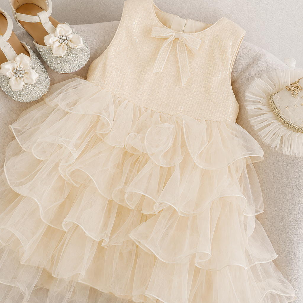 Pearl Glow Sequin Tulle Dress