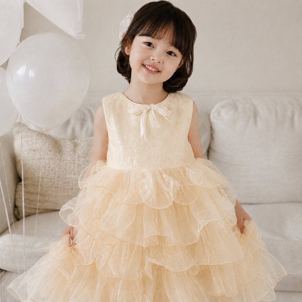 Pearl Glow Sequin Tulle Dress