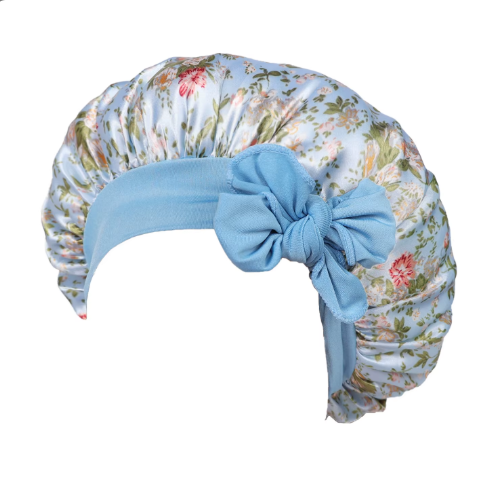 Blue floral Satin-Lined Bonnet