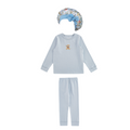 Blue Pajama Set with a Floral Sleep Cap