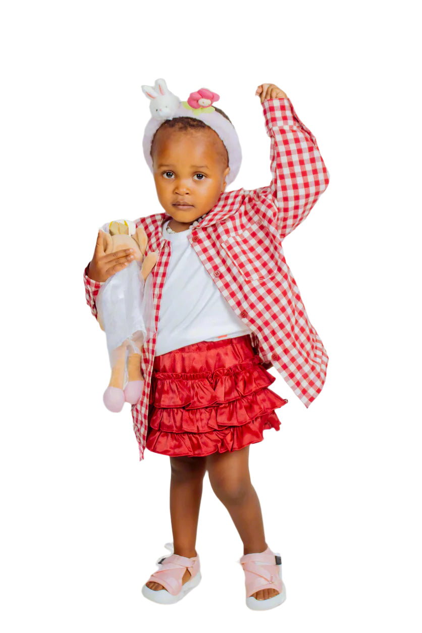 Red Tiered Ruffle Skirt