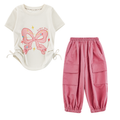 Pretty Bow Cargo Set – Pink & Cream