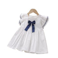 Girls' White Flutter-sleeve dress